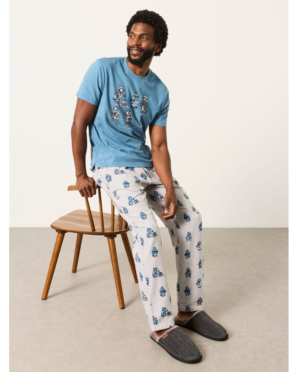 FatFace Gray Fatface Puffin Print Pyjama Bottom for men