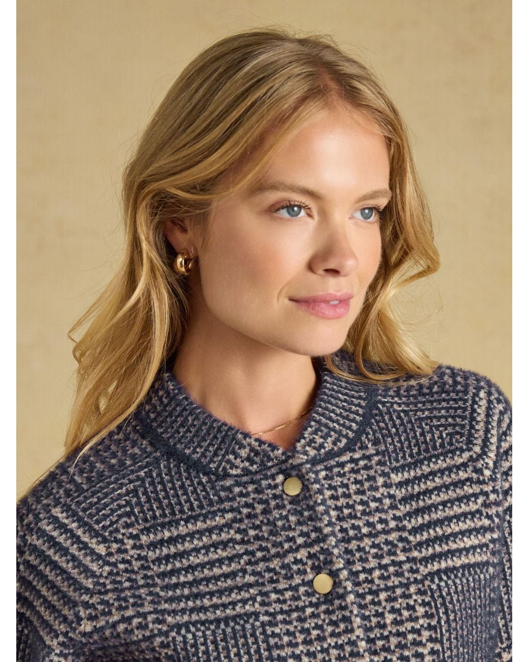 Joules Blue Soft Touch Patterned Knitted Jacket