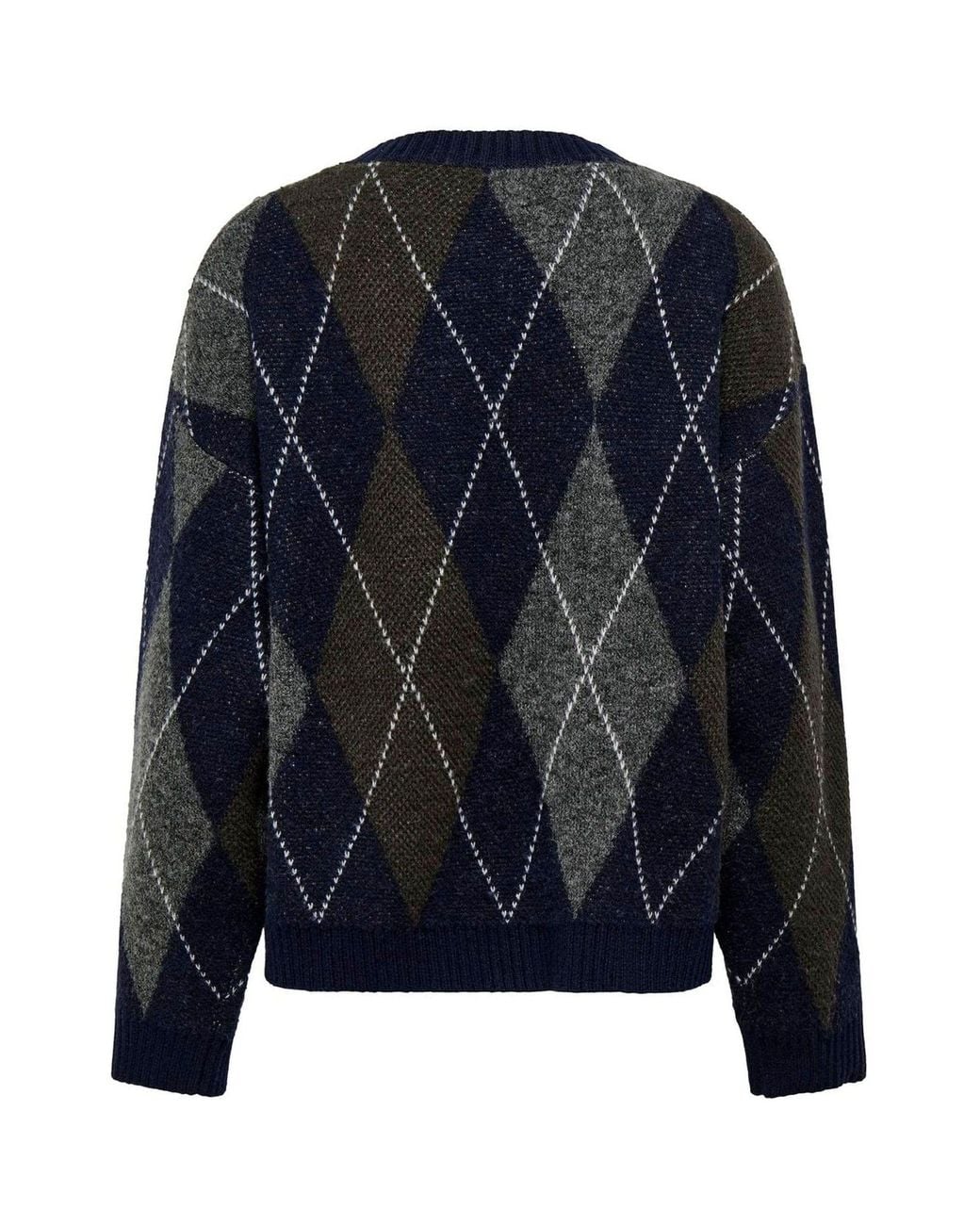 ONLY Blue Argyle Crew Neck Pullover Jumper