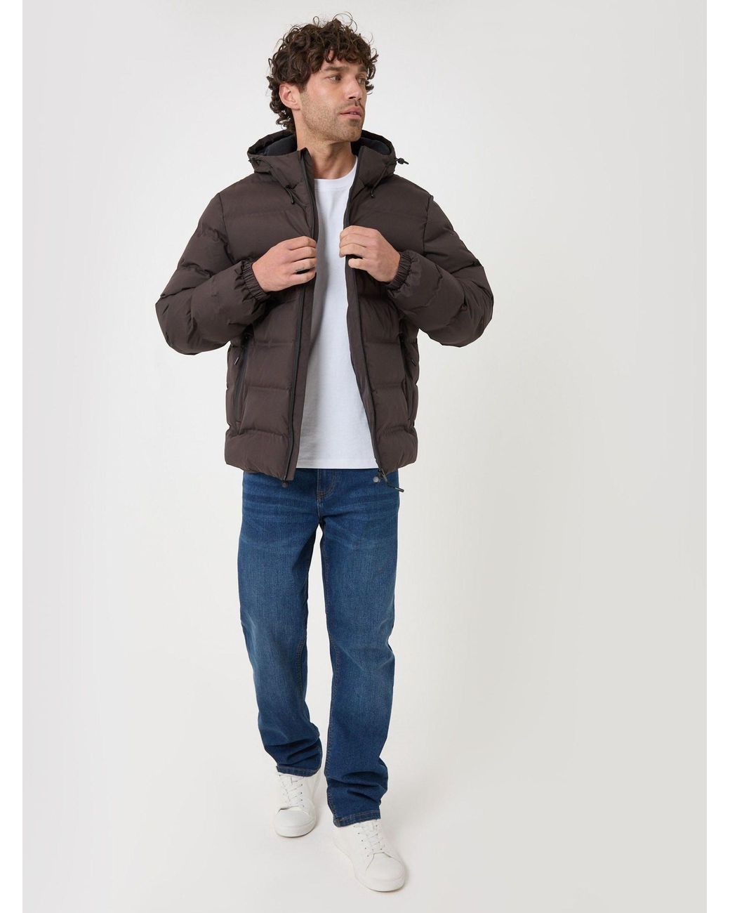 Threadbare Brown Showerproof Ripstop Puffer Coat for men