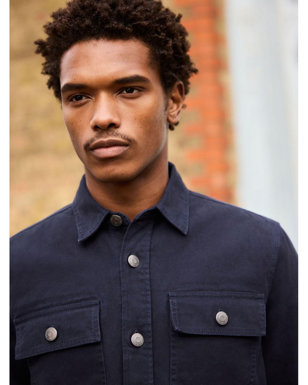 Next Plain Canvas Check Lined Shacket in Blue für Herren