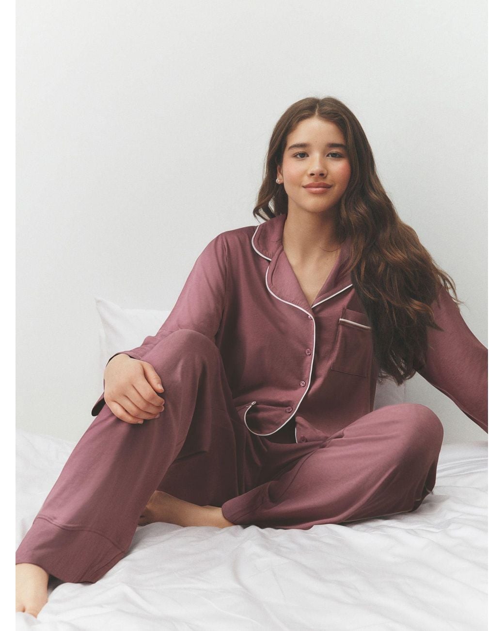 Next Purple Rose Jersey Button Through Pyjamas