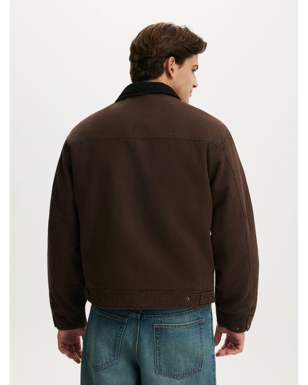 Cotton On Brown Cropped Worker Jacket for men