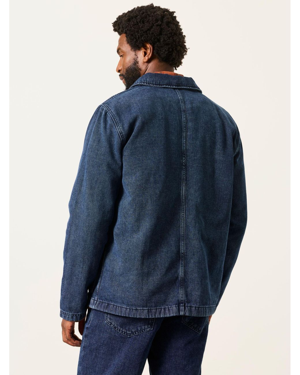 FatFace Blue Canvas Denim Worker Jacket for men