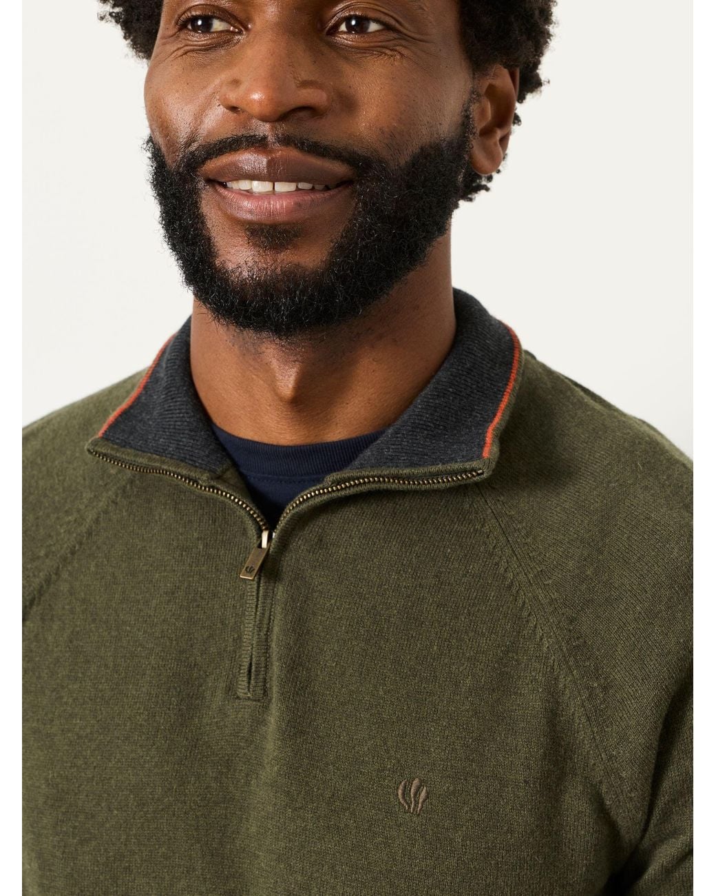 FatFace Green Rye Quarter Zip Knitted Jumper for men