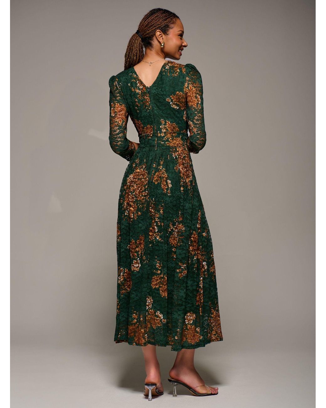 jolie moi green lace dress Womens Jolie Moi Green Asymmetric Draped Lace Maxi Dress US 16