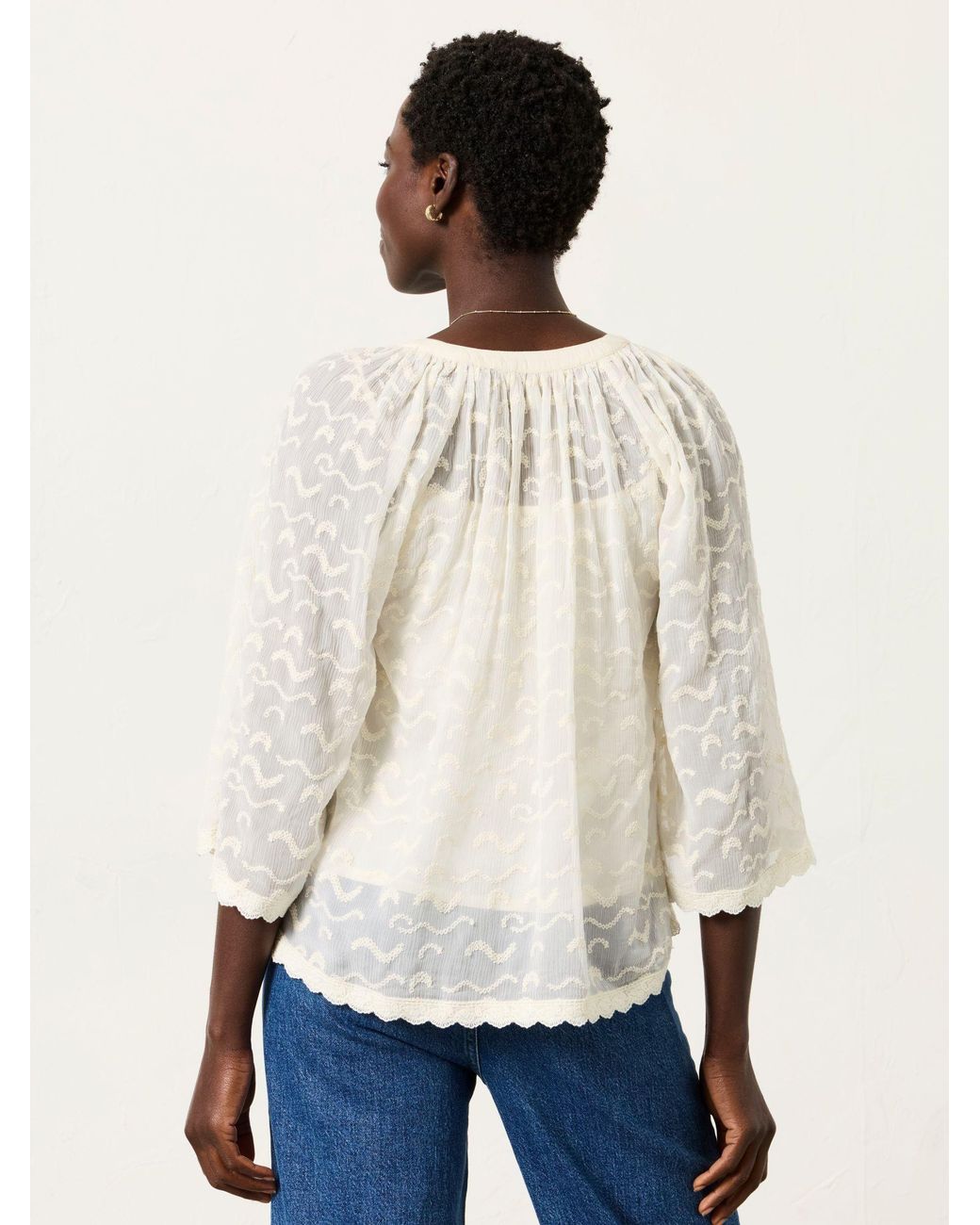 FatFace Natural Millie Embroidered Blouse