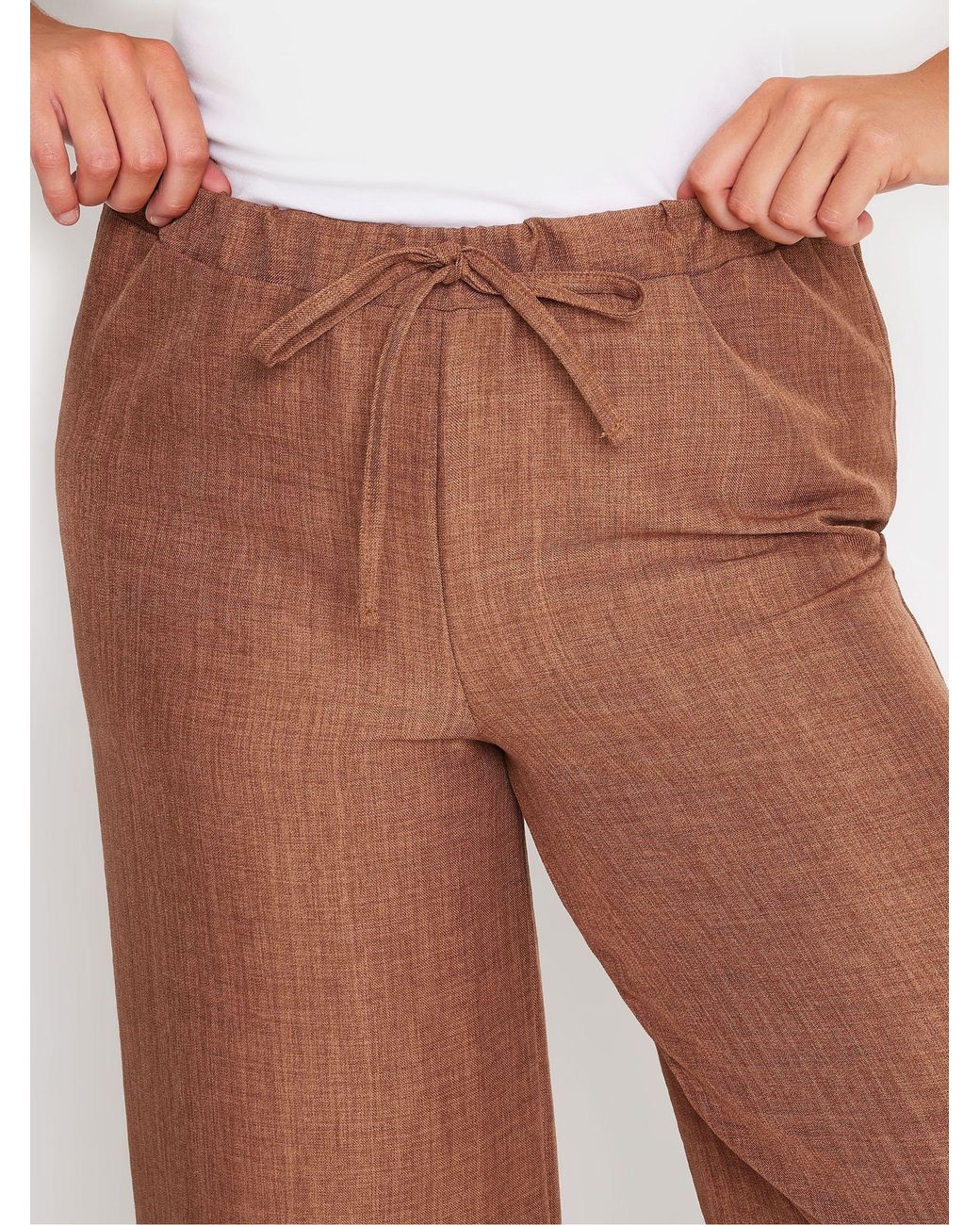 M Com Brown Linen Look Culottes