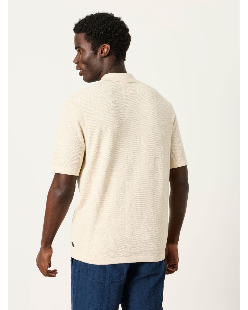 FatFace Natural Fatface Portloe Knitted Shirt for men