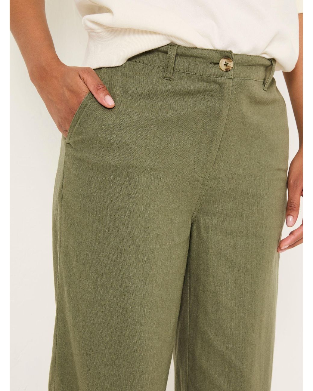 FatFace Green Ellie Straight Leg Trousers