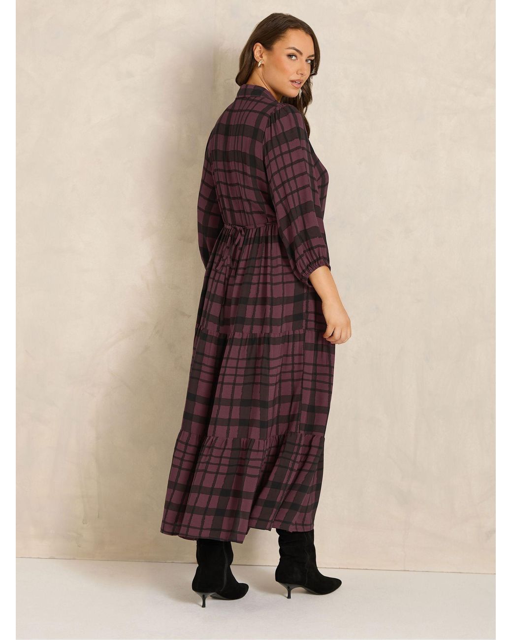 Evans Purple Button Tiered Dress