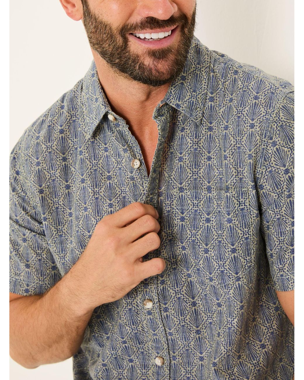 FatFace Gray Short Sleeve Deco Print Shirt for men