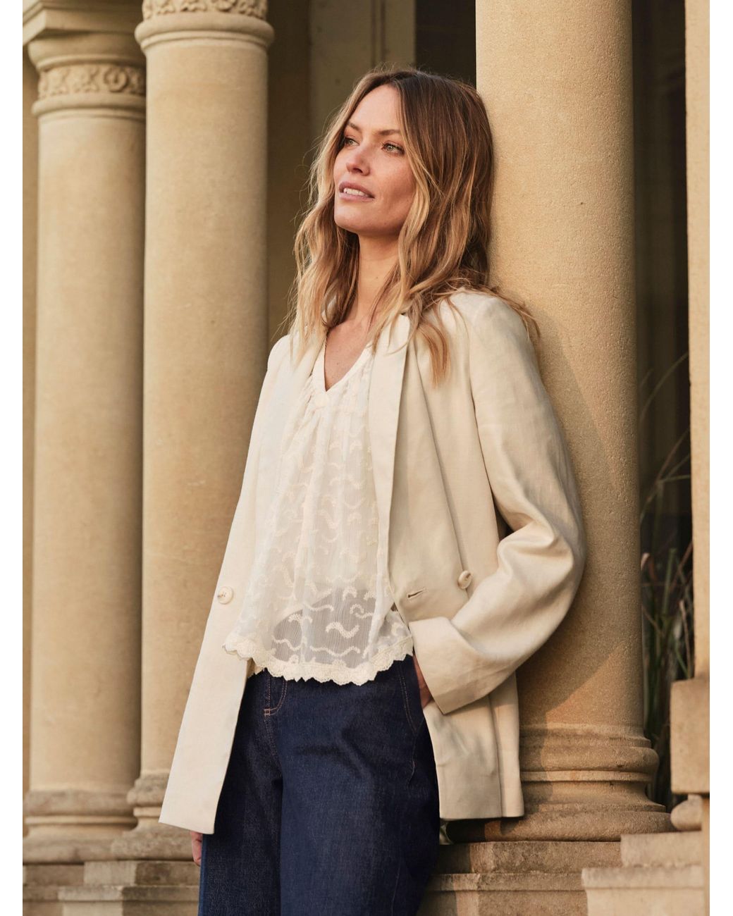 FatFace Natural Fatface Millie Embroidered Blouse