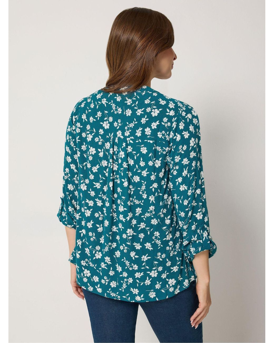 M Com Blue Ditsy Pintuck Blouse