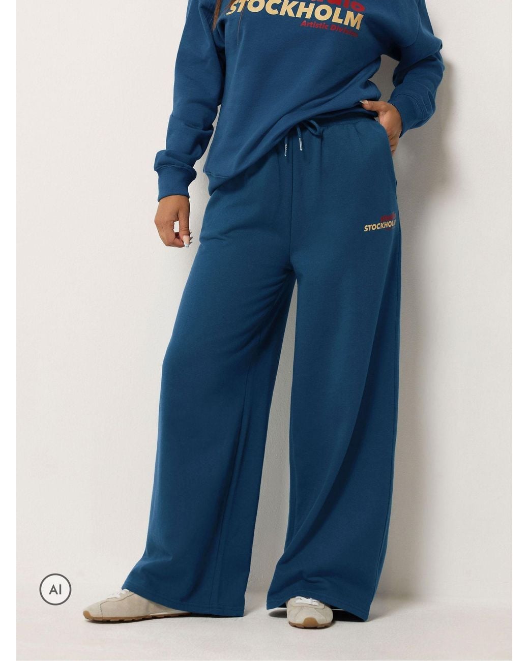 PixieGirl Petite Stockholm Print Sweatshirt & Wide Leg Joggers Set in ...