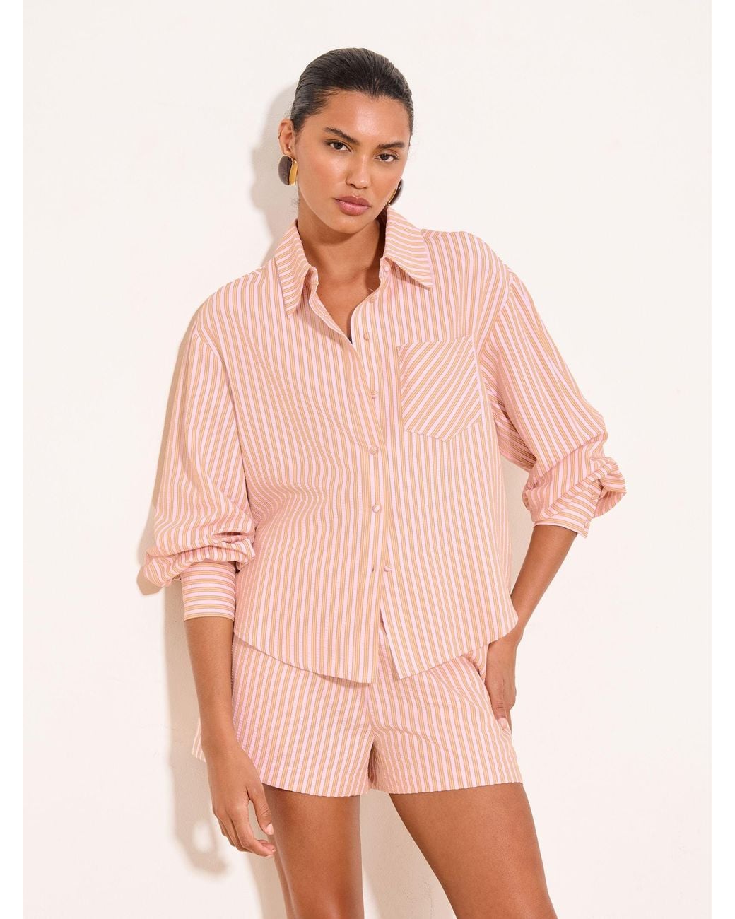 Lipsy Pink Striped Button Down Shirt
