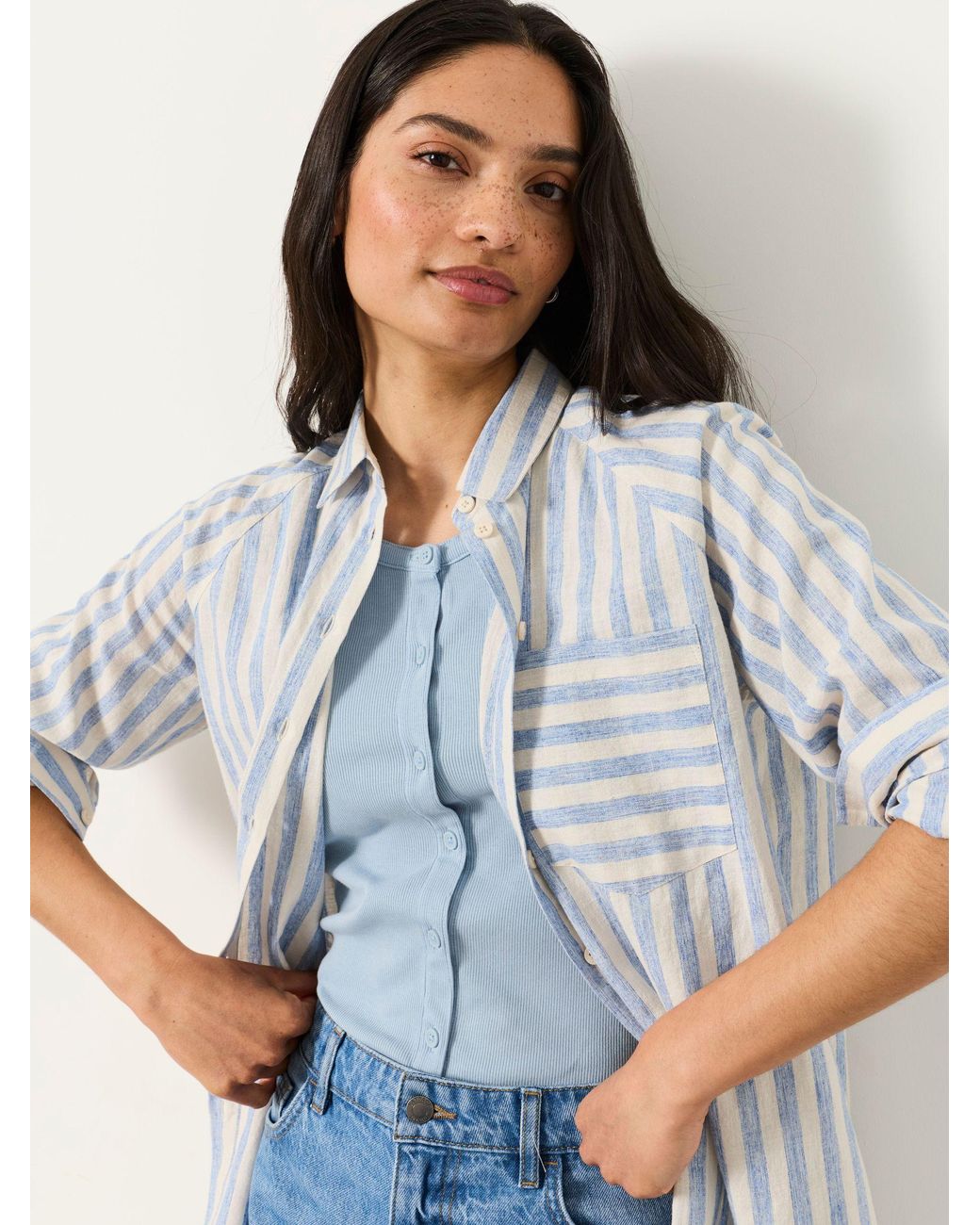 FatFace Blue Bessie Petite Stripe Shirt