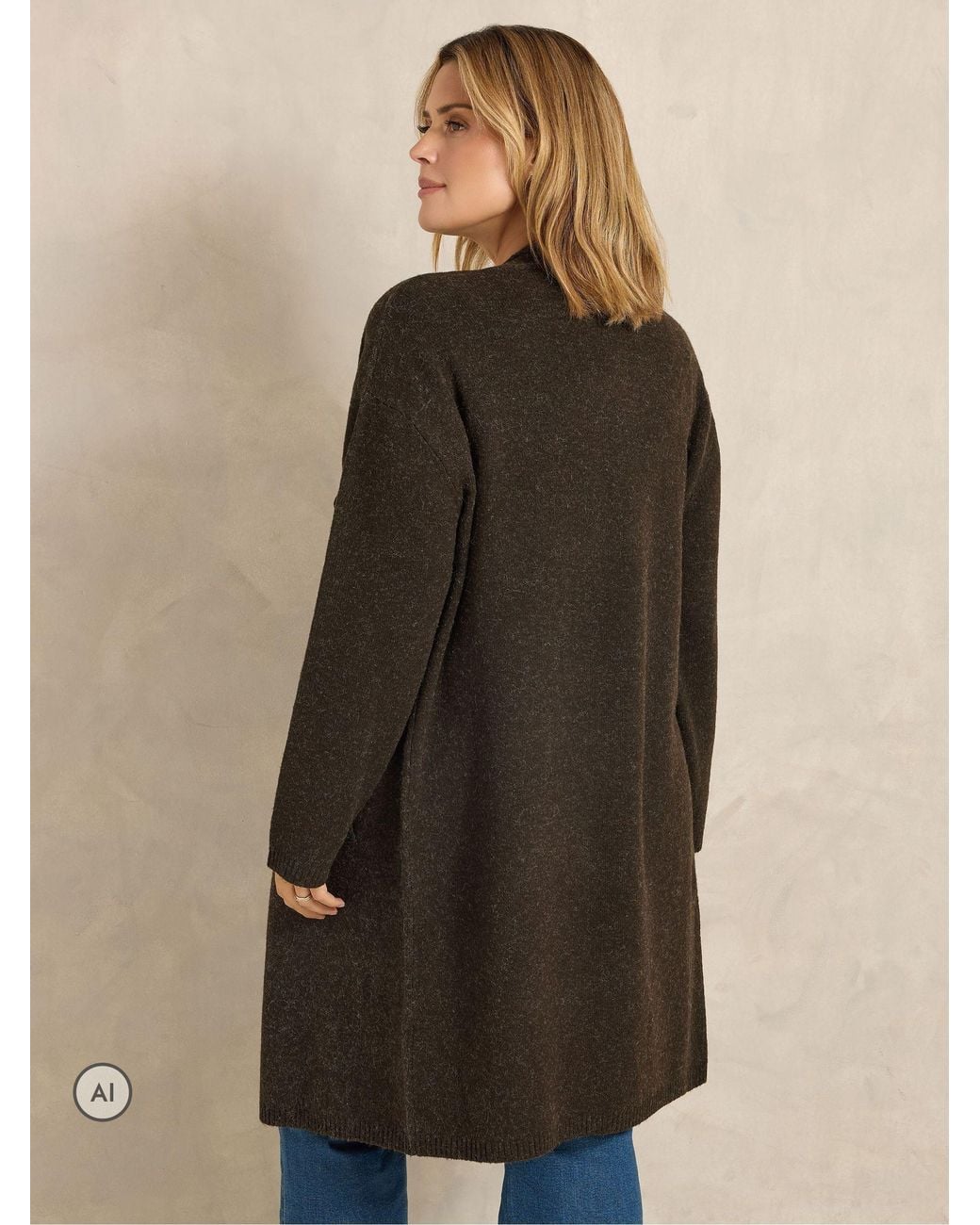 Evans Brown Waterfall Cardigan