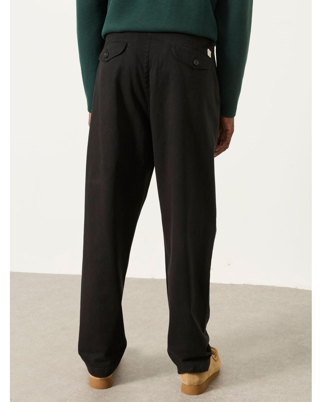 FatFace Black Perth Pleat Front Chinos for men