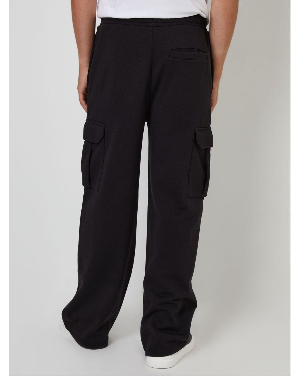 Threadbare Black Wide Leg Cargo Joggers for men