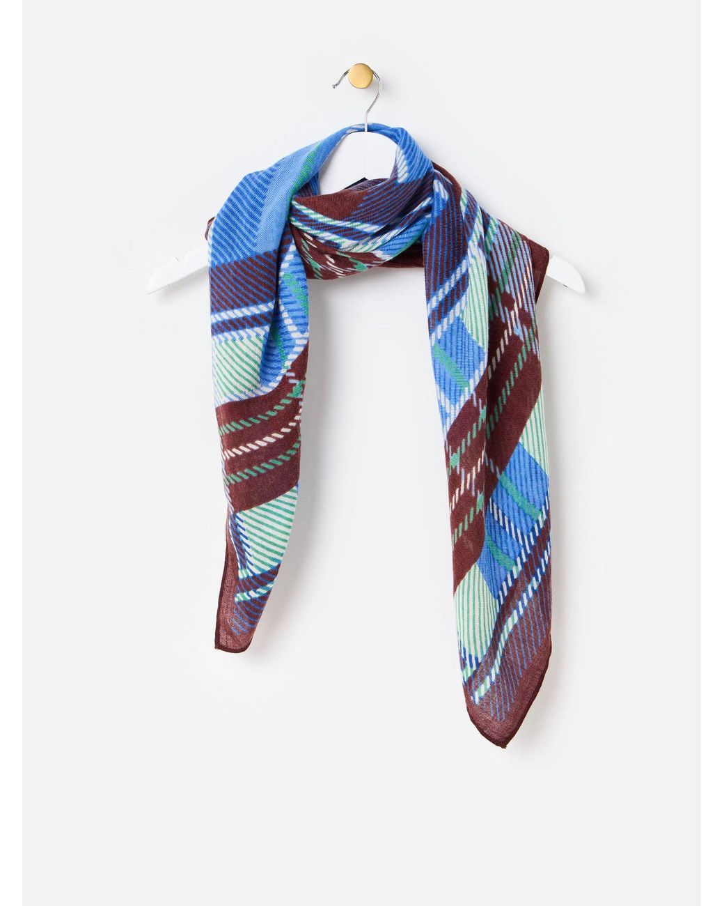 Oliver Bonas Blue Checked Large Square Scarf