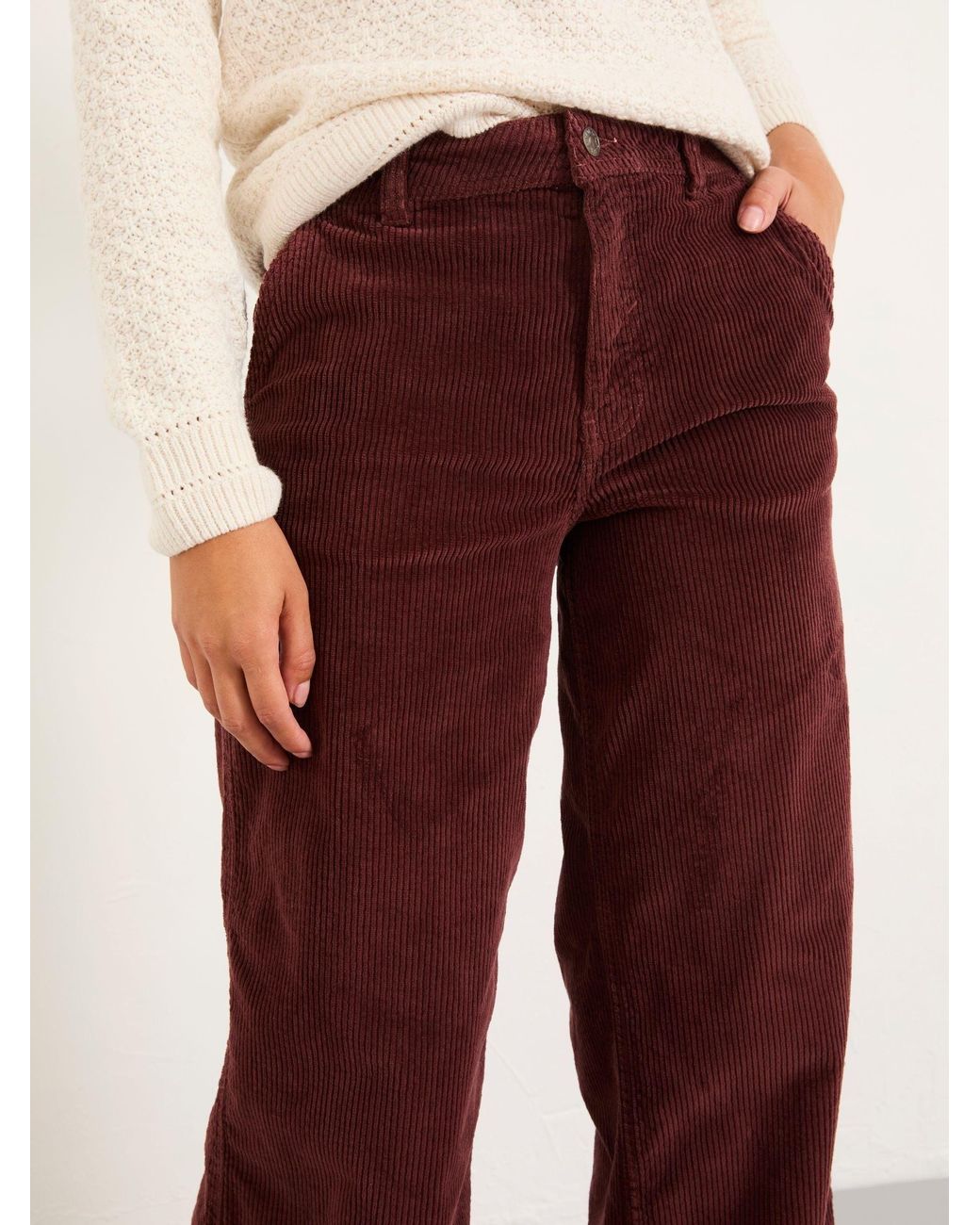 FatFace Red Kendall Cord Wide Leg Trouser
