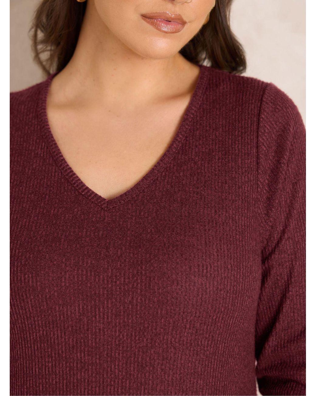 Evans Purple Ribbed Dress