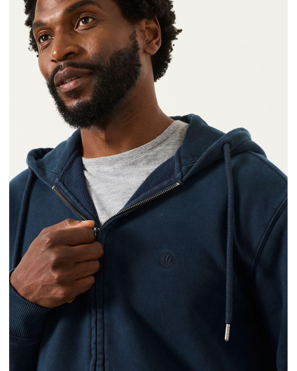 FatFace Blue Hayle Zip Through Hoodie for men