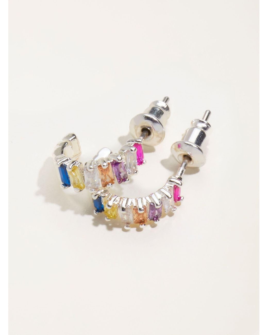 FatFace Natural Fatface Multi Colour Gem Hoop Earrings