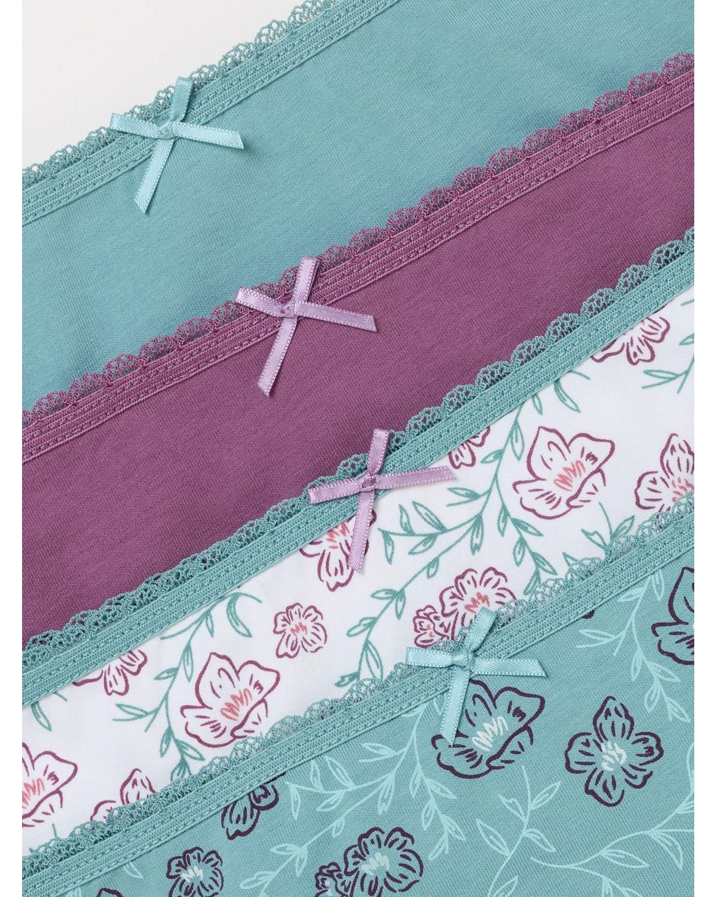FatFace Blue Fatface 4 Pack/Multi Floral Brazillian Knickers