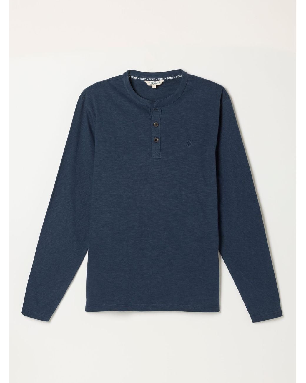 FatFace Blue Woodside Long Sleeve Henley Top for men
