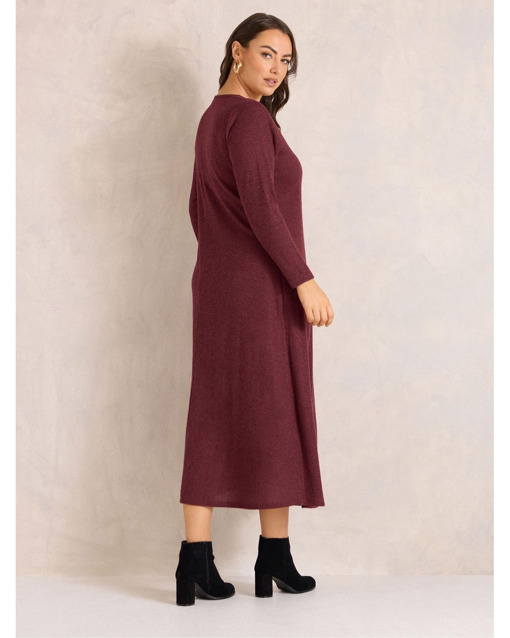 Evans Purple Ribbed Dress