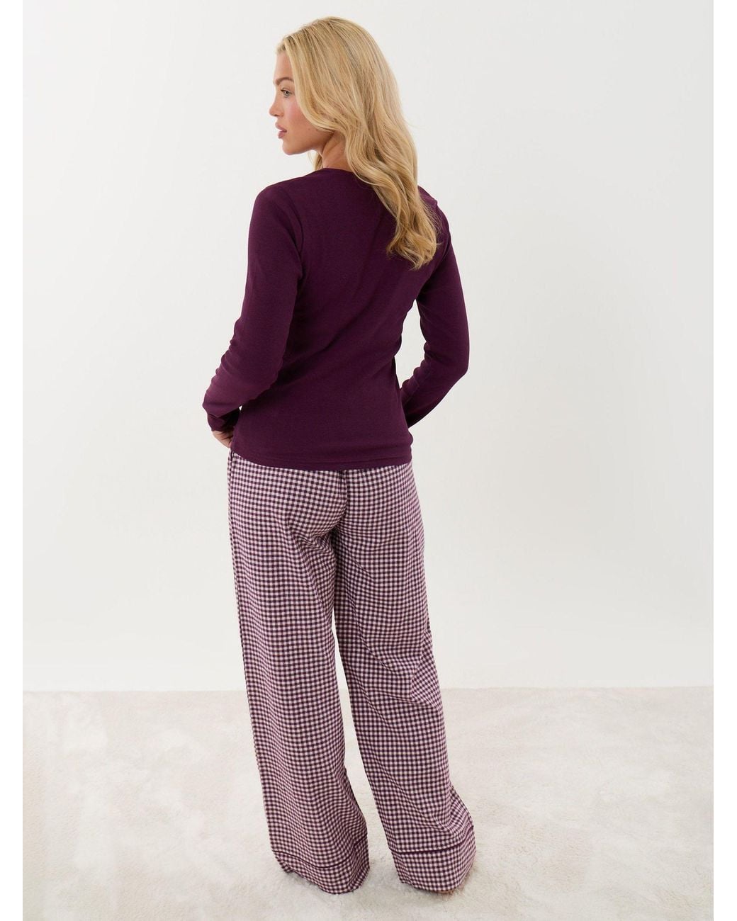 Threadbare Purple V-Neck Top & Flannel Bottoms Pyjamas