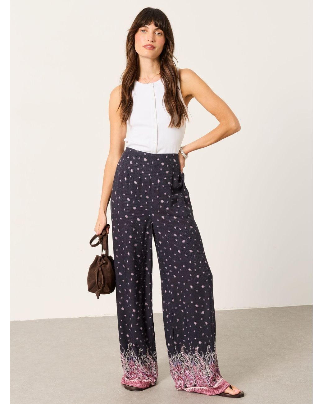 FatFace Blue Zelda Paisley Palazzo Trousers