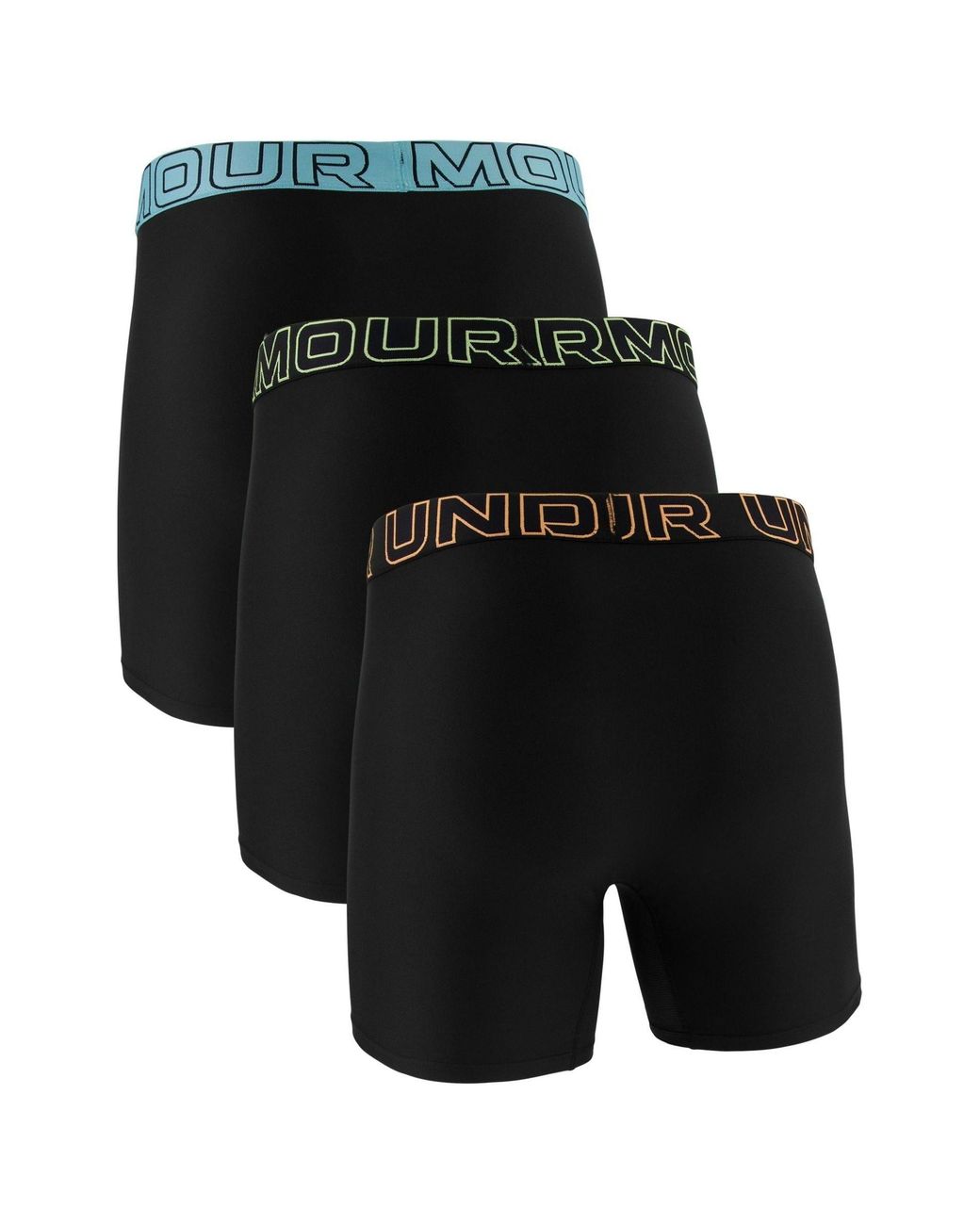 Under Armour Black Performance Tech Solid 6" Boxers 3 Pack for men