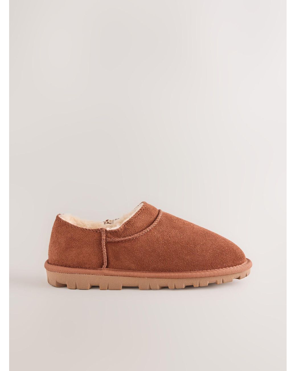 Next White Tan/ Chestnut Suede Mini Boot Slippers
