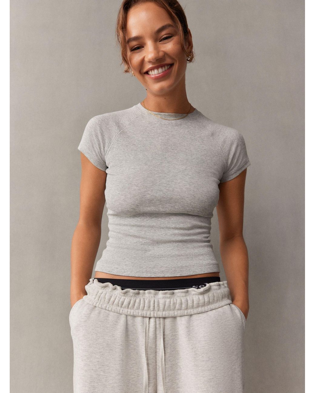 Self White Fitted Rib T-Shirt