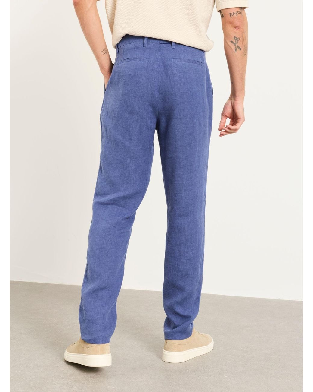 FatFace Blue Bosbury 100% Linen Trousers for men