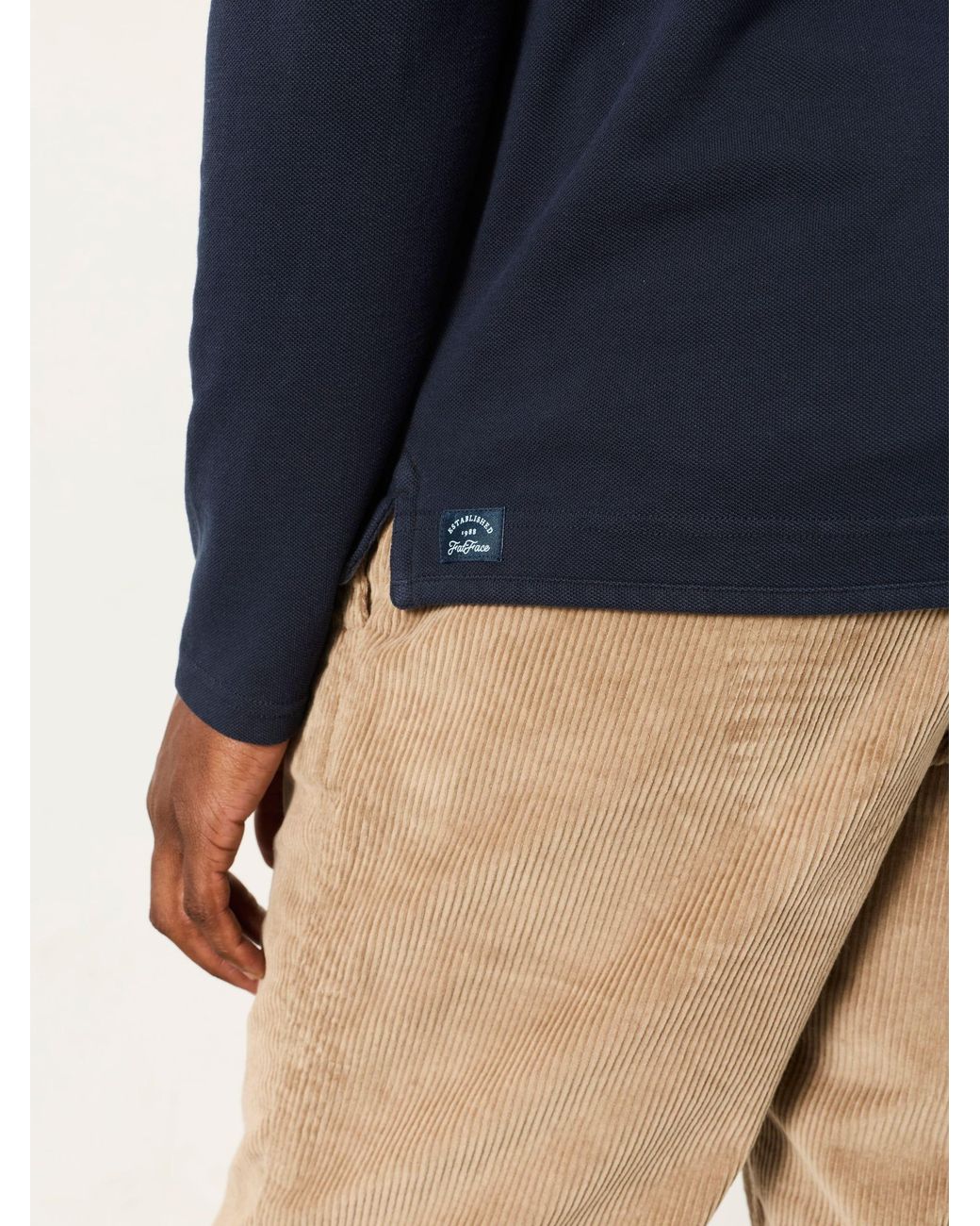 FatFace Blue Fatface Long Sleeve Pique Polo Shirt for men