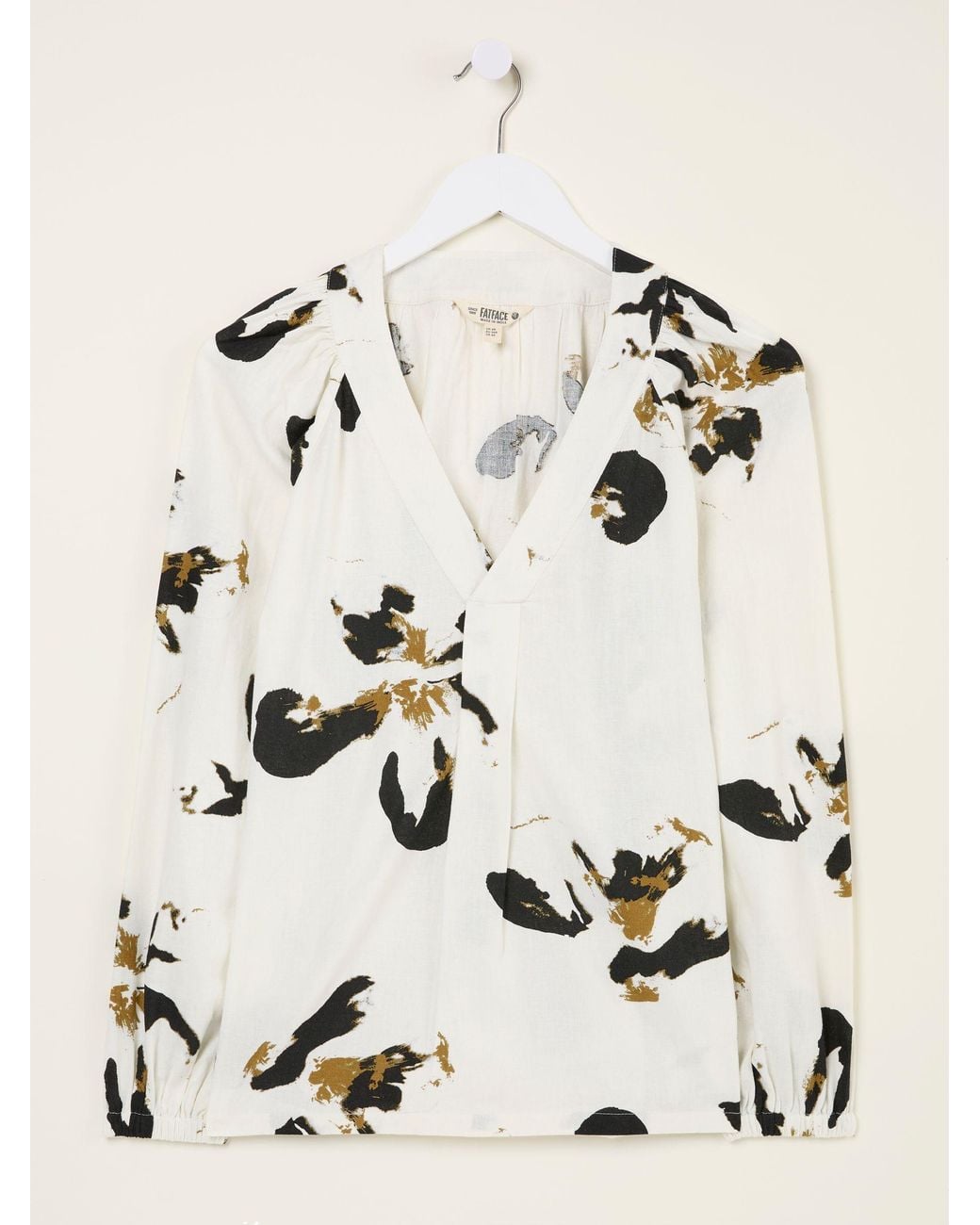 FatFace Natural Channon V-Neck Blouse