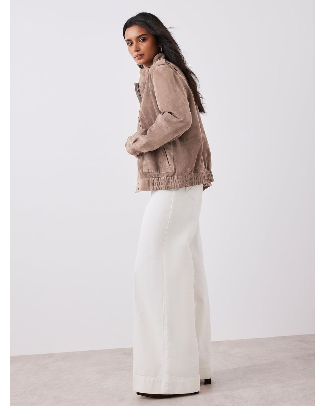 Mint Velvet Natural Suede Pilot Bomber Jacket