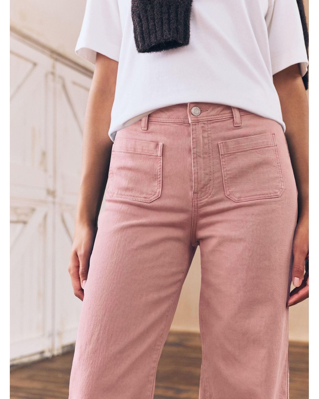 Next Pink Cropped Patch Pocket Jeans