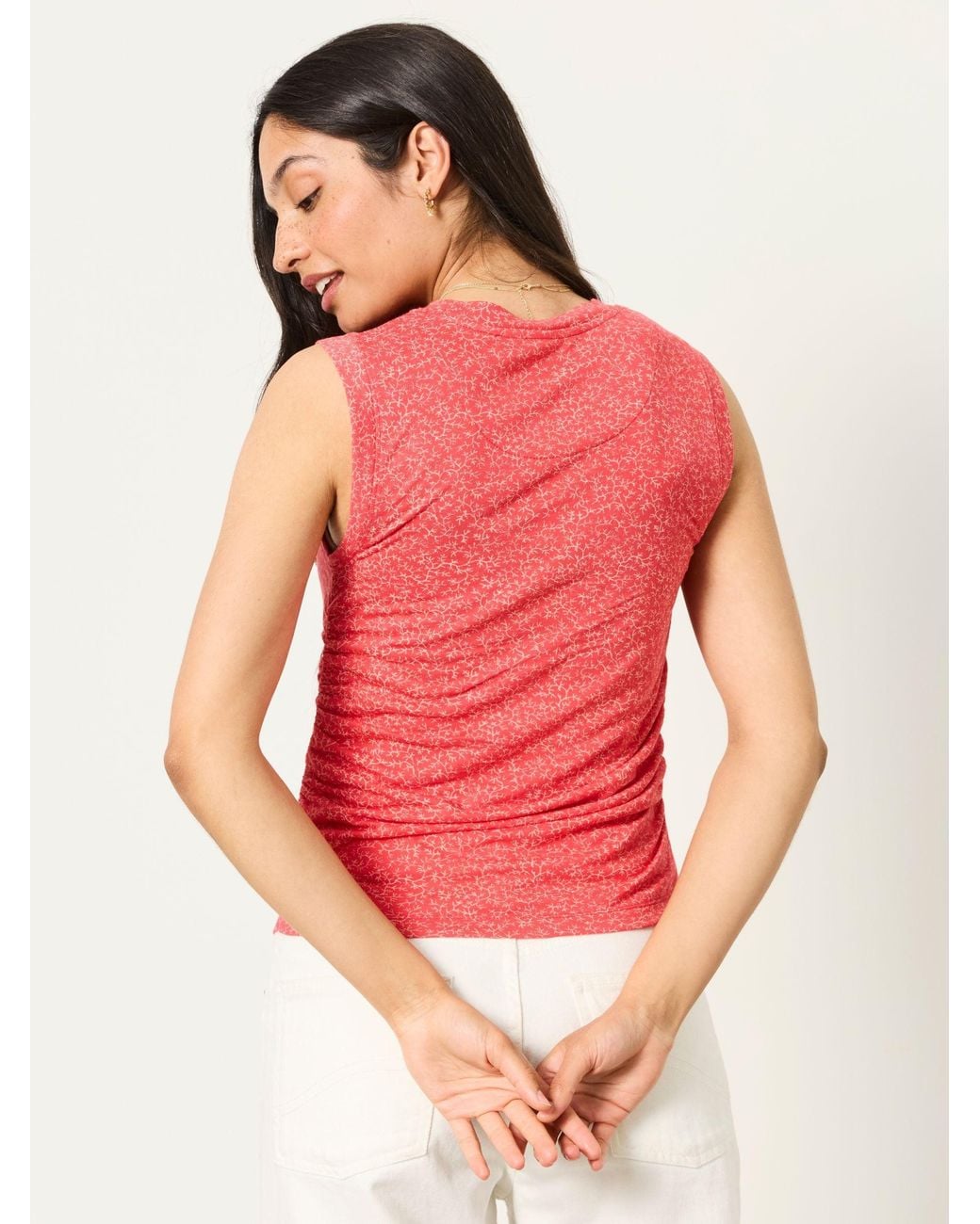 FatFace Red Ruby Ruched Sleeveless Tank