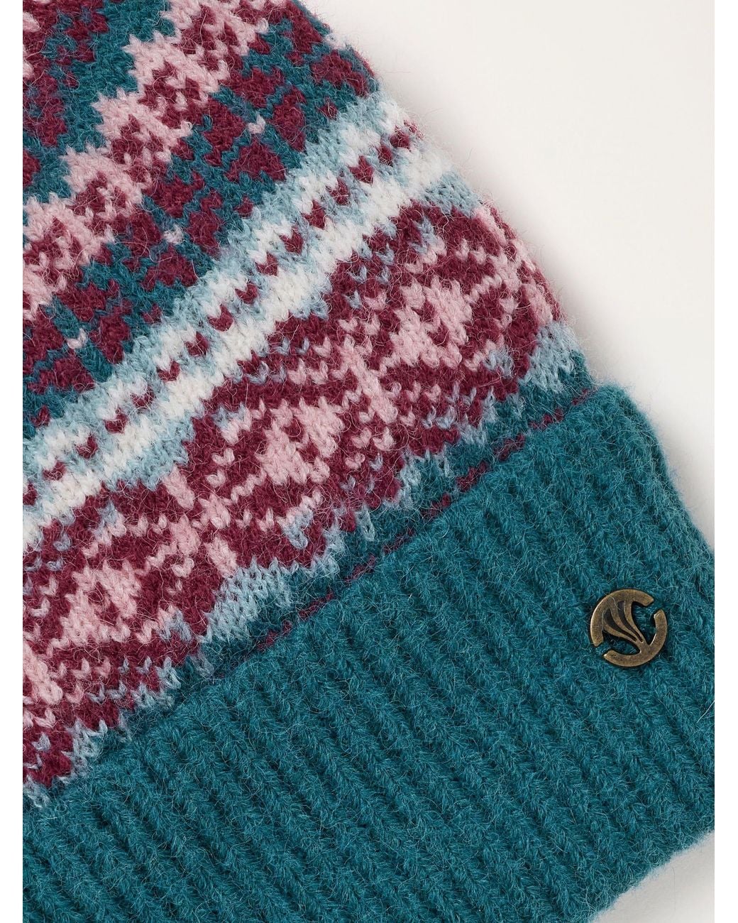 FatFace Blue Fatface Multi Fairisles Bobble Hat