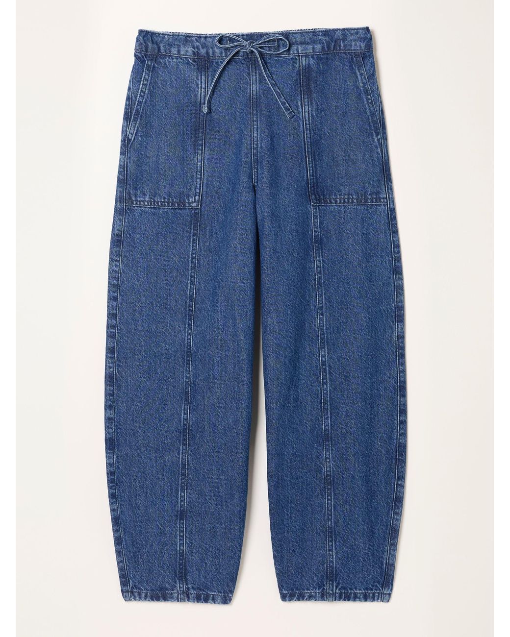 FatFace Blue Alev Petite Drawstring Barrel Jeans