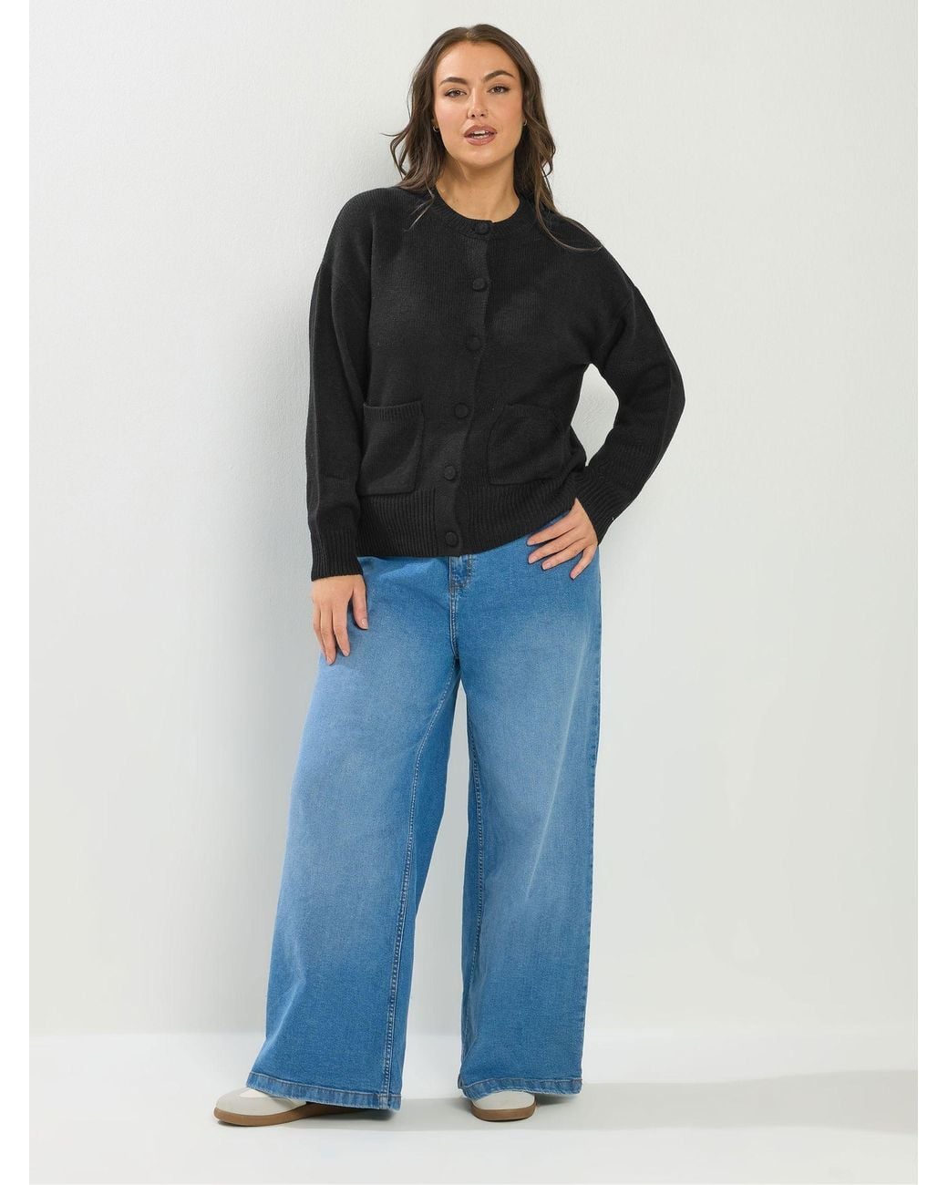 Yours Curve Black Button Thru Bomber Jacket