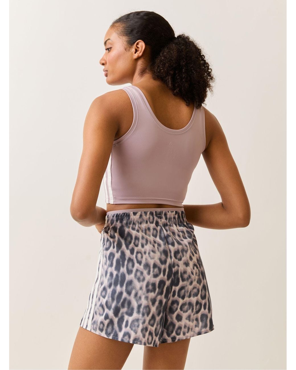 Adidas Purple Workout Essentials Leopard Woven Shorts