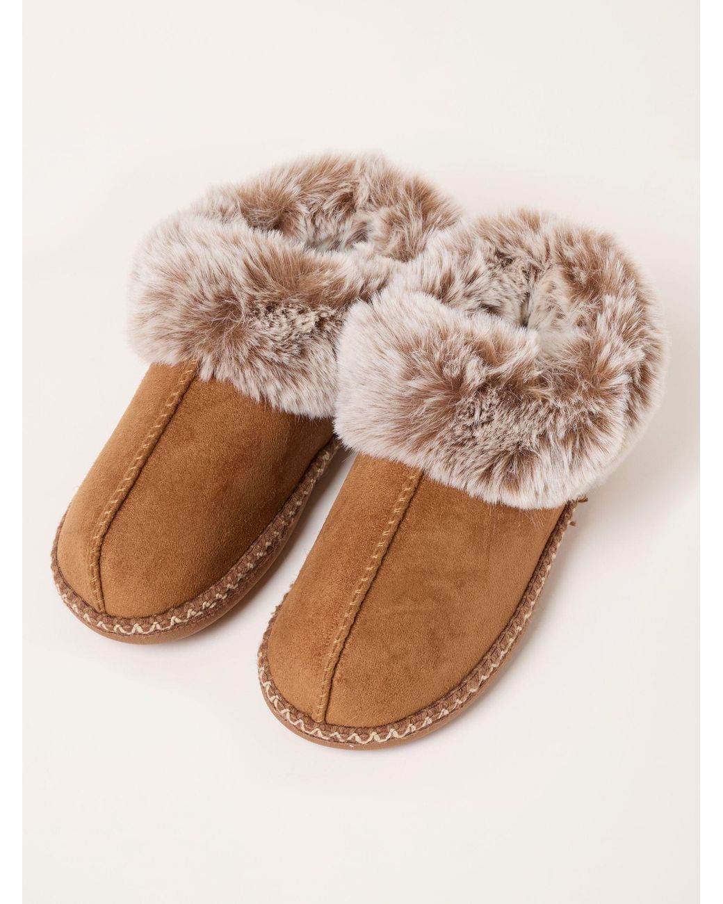 FatFace Natural Fatface Maia Tan Faux Fur Boot Slipper