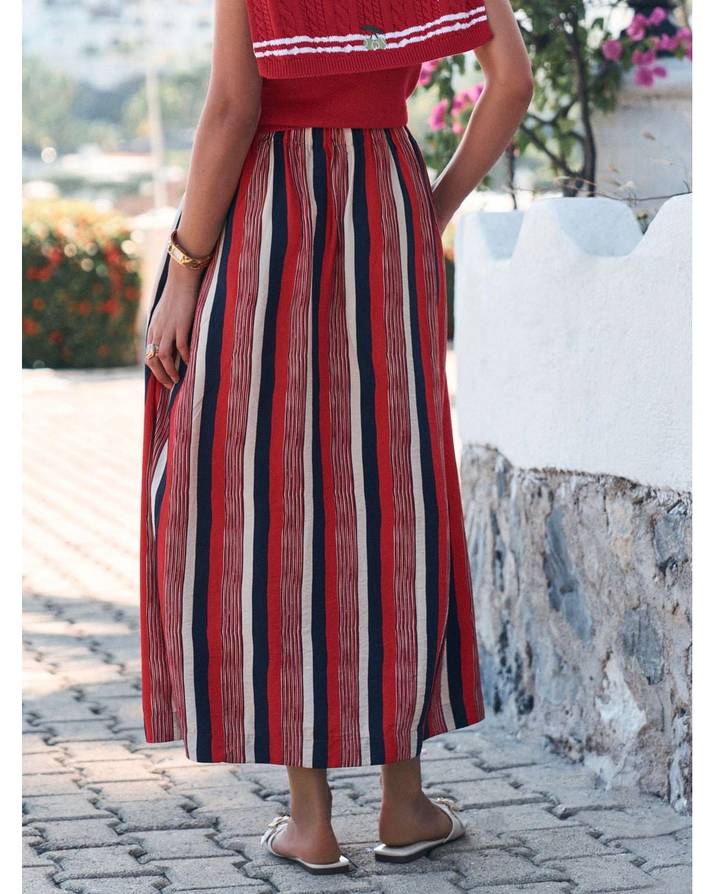 Next Red Button Front Maxi Skirt