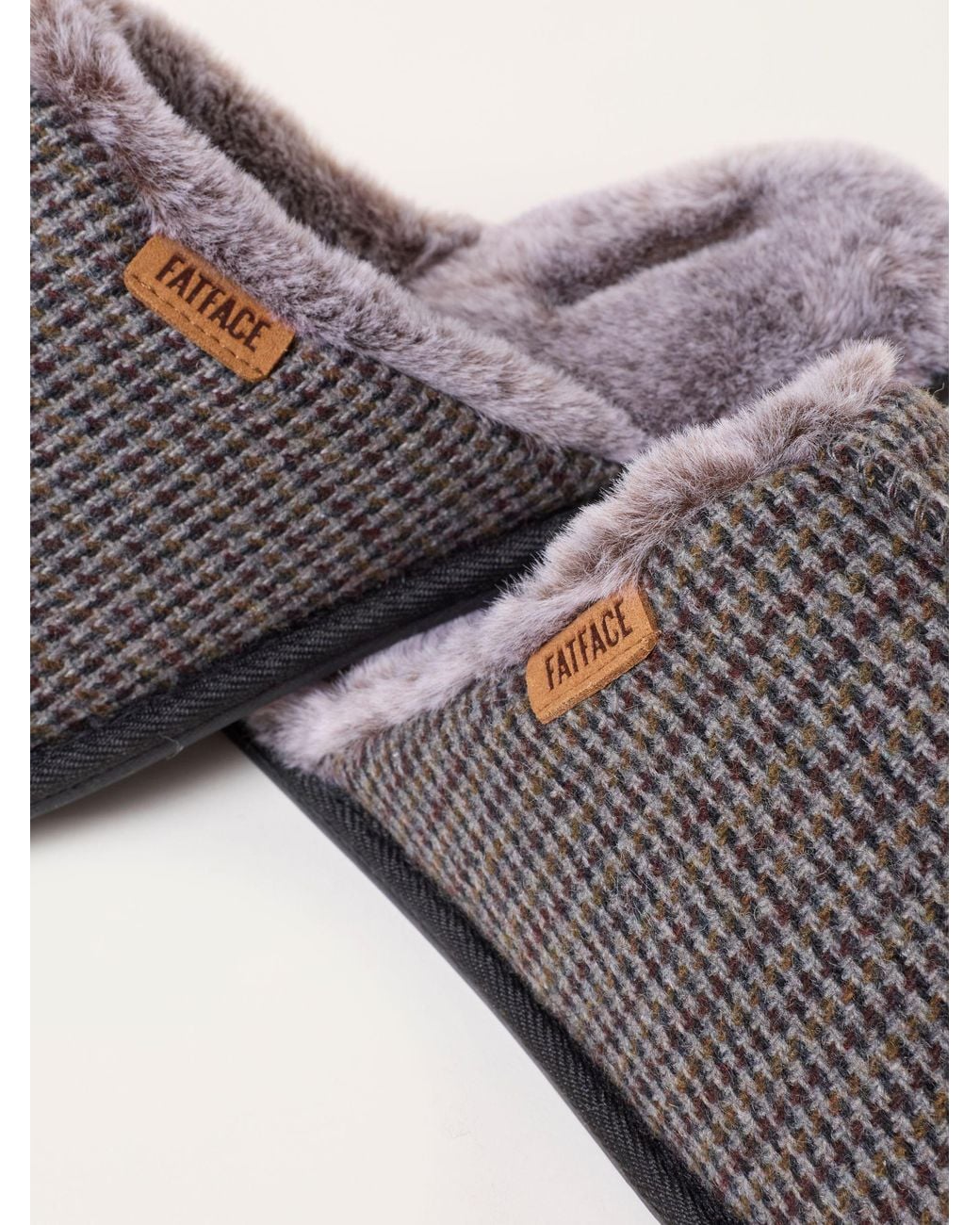 FatFace Brown Fatface Harvey Checkered Mule Slippers for men